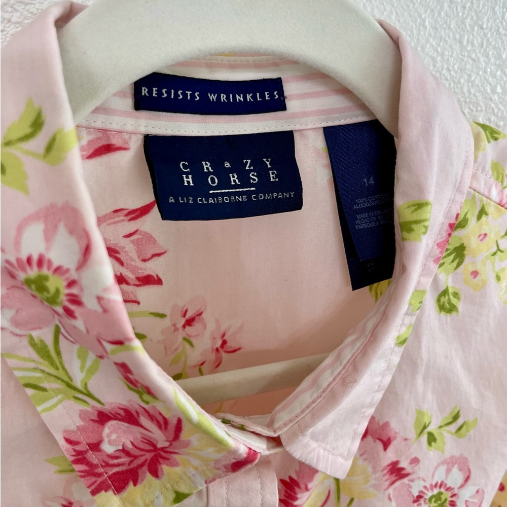 Liz Claiborne Crazy Horse Vintage Floral Button-Up Shirt - Picture 3 of 4